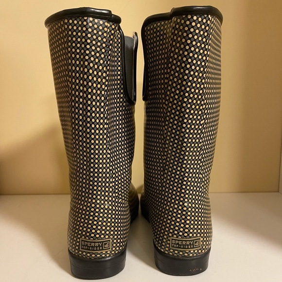 Sperry Black and Cream Women's Rain Boots - Picture 3 of 9